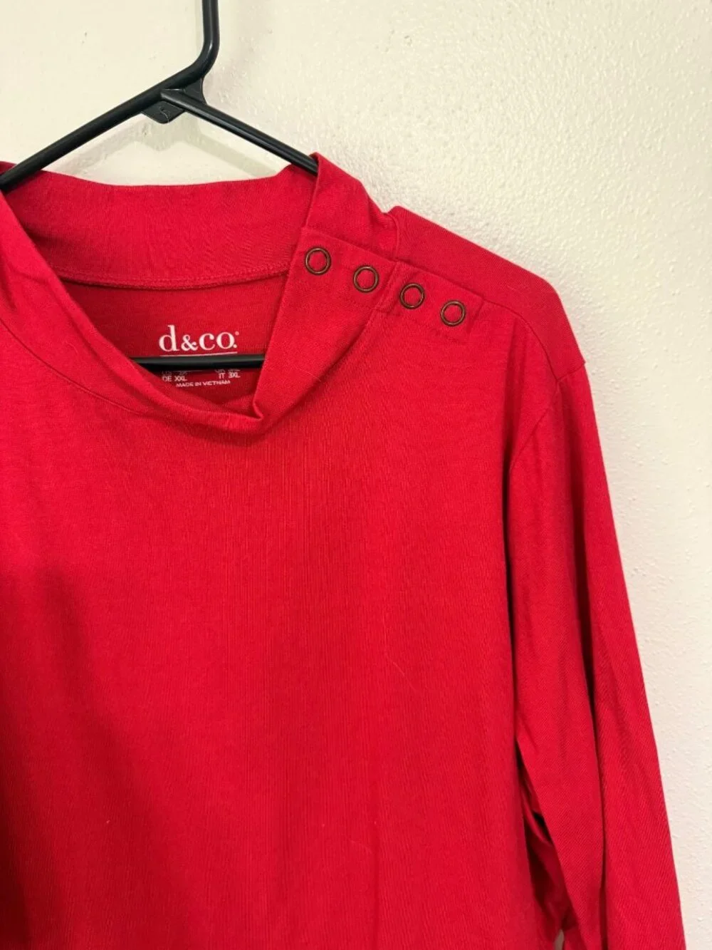 Denim & Co. Top Mock Neck Red Grommet Trim 3/4 Sleeve Womans 2X